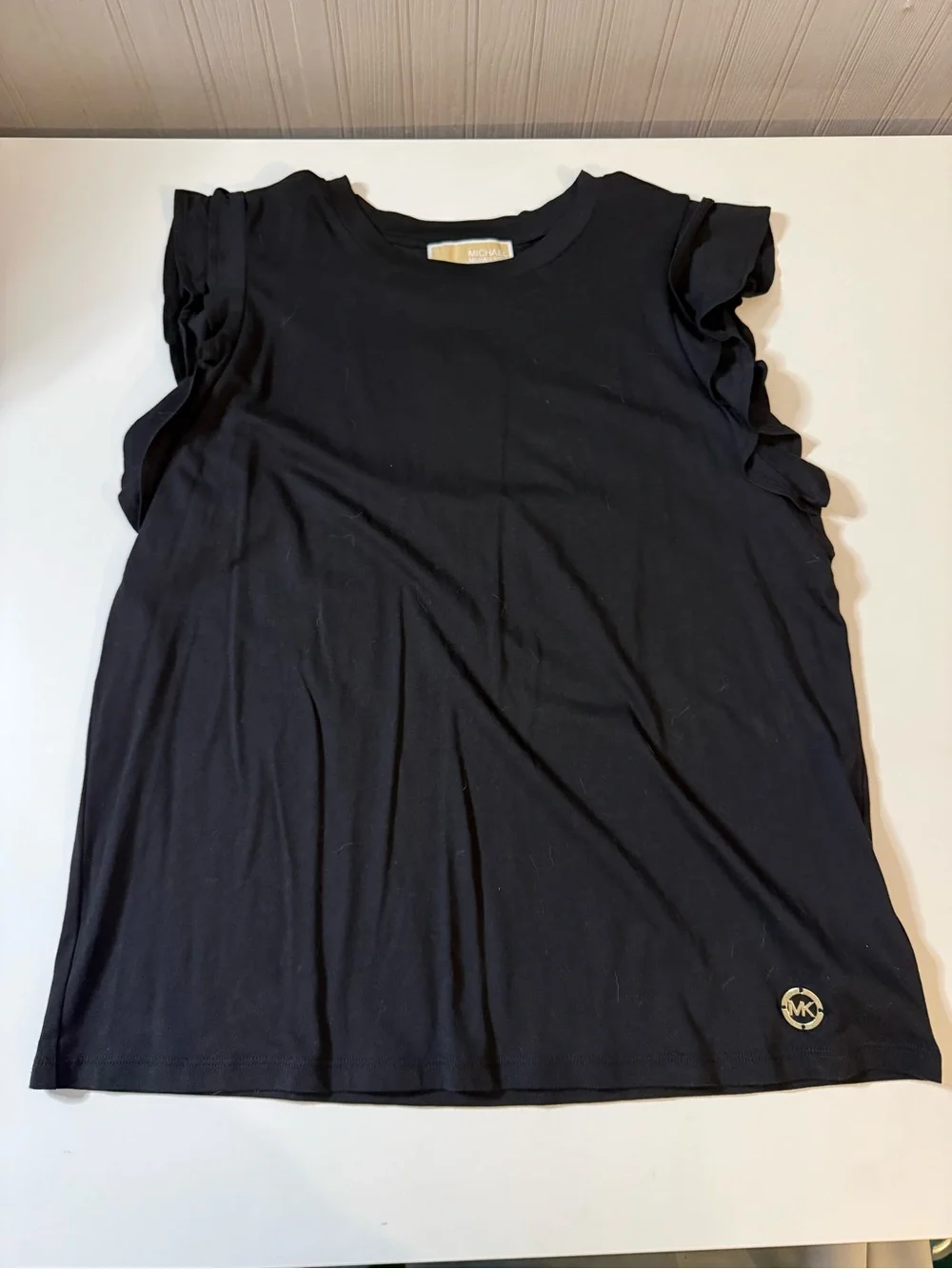 Michael Kors Black Ruffle Sleeve Tank Top